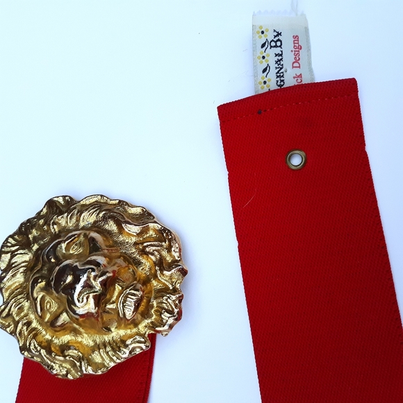 Vintage Red Belt with Golden Lion Heads main image 4